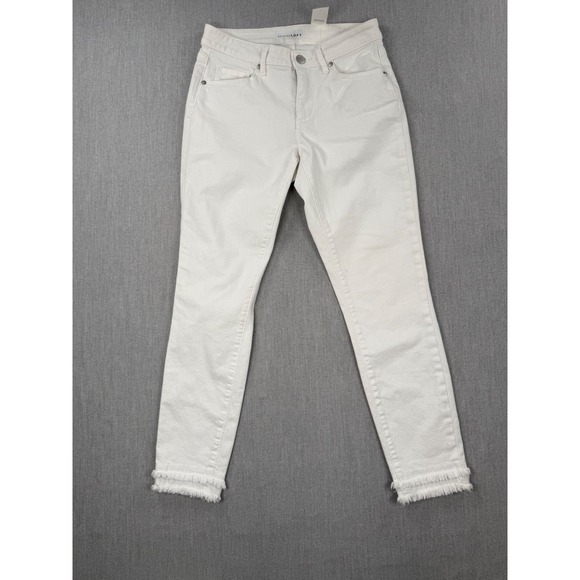 LOFT Denim - Loft White Skinny Jeans Raw Fringe Hem Denim Size 26/2 New